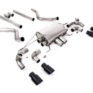Land Rover Defender 90 5.0 V8 (modelos con GPF) – escape desde OPF/GPF no resonado (sonido más intenso) con válvulas con salidas cuádruples GT-90 negras Cerakote