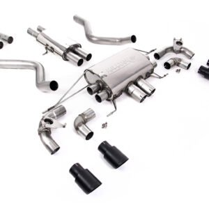 Land Rover Defender 90 5.0 V8 (modelos con GPF) – escape desde OPF/GPF resonado (sonido más discreto) con válvulas con salidas cuádruples GT-90 negras Cerakote