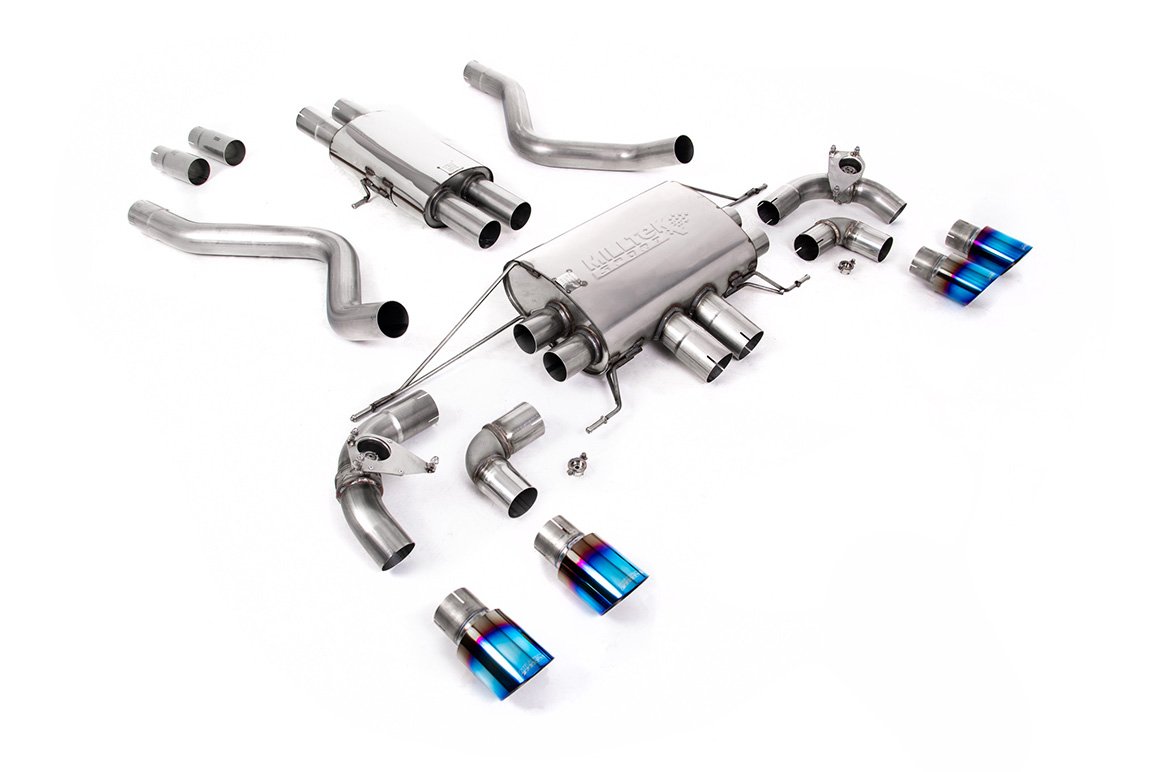 Land Rover Defender 90 5.0 V8 (NAS modelos sin GPF) – cat-back con válvulas sistema con salidas de titanio azulado – resonado