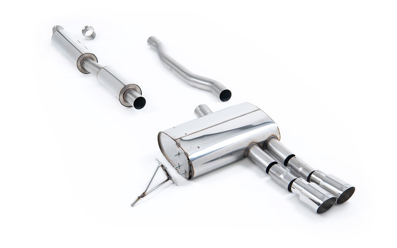 Mini Cooper S F55 – escape cat-back resonado (sonido más discreto) con salidas pulidas