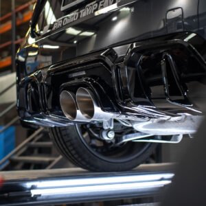 Mini Cooper S F66 – escape desde OPF/GPF resonado incluye cubierta de difusor deportivo Milltek Design – con salidas de titanio cepillado