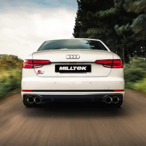 Audi S4/S5 B9 diferencial deportivo sin barras de refuerzo – Escape cat-back no resonado (sonido más intenso) con salidas cuádruples GT-100 pulidas
