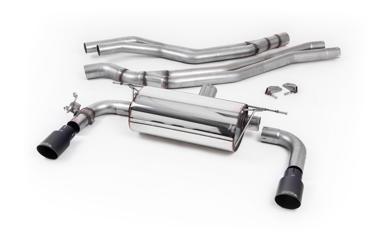 BMW Serie 2 – escape cat-back No resonado (sonido más intenso) de competición con salidas GT-90 negras Cerakote