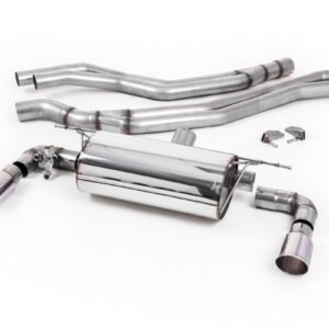 BMW F20/21 M140i (sin OPF) – escape cat-back no resonado (sonido más intenso) de competición con salidas GT-90 pulidas