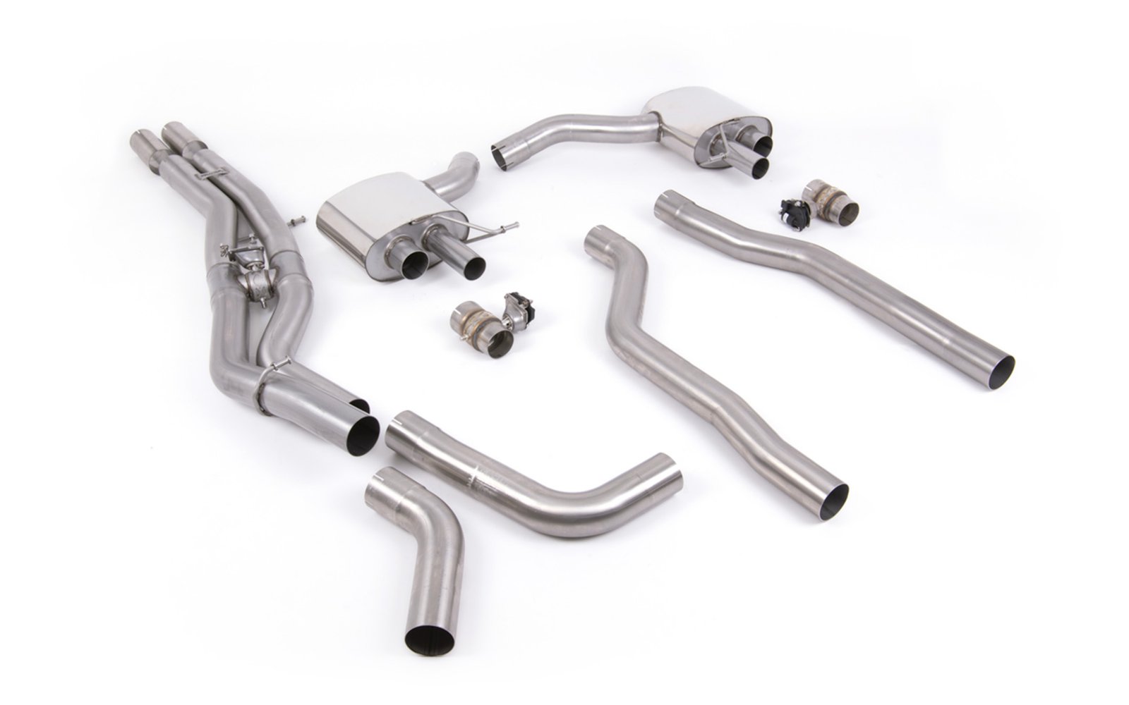 Audi RS6/RS7 C8 – no resonado (más sonido) sistema cat-back (doble 80mm) con colas ovaladas pulidas – OE requiere Cutting