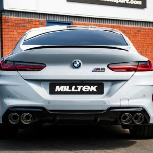 BMW M8 F91/92/93 (con GPF) – escape desde OPF/GPF con válvulas supresor del silencioso trasero y salidas JET-115 de carbono