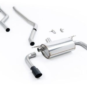 BMW Serie 3 – Competición no resonado (máxima intensidad de sonido) escape cat-back con salidas GT-90 negras Cerakote (para M340i pieza inferior del paragolpes)