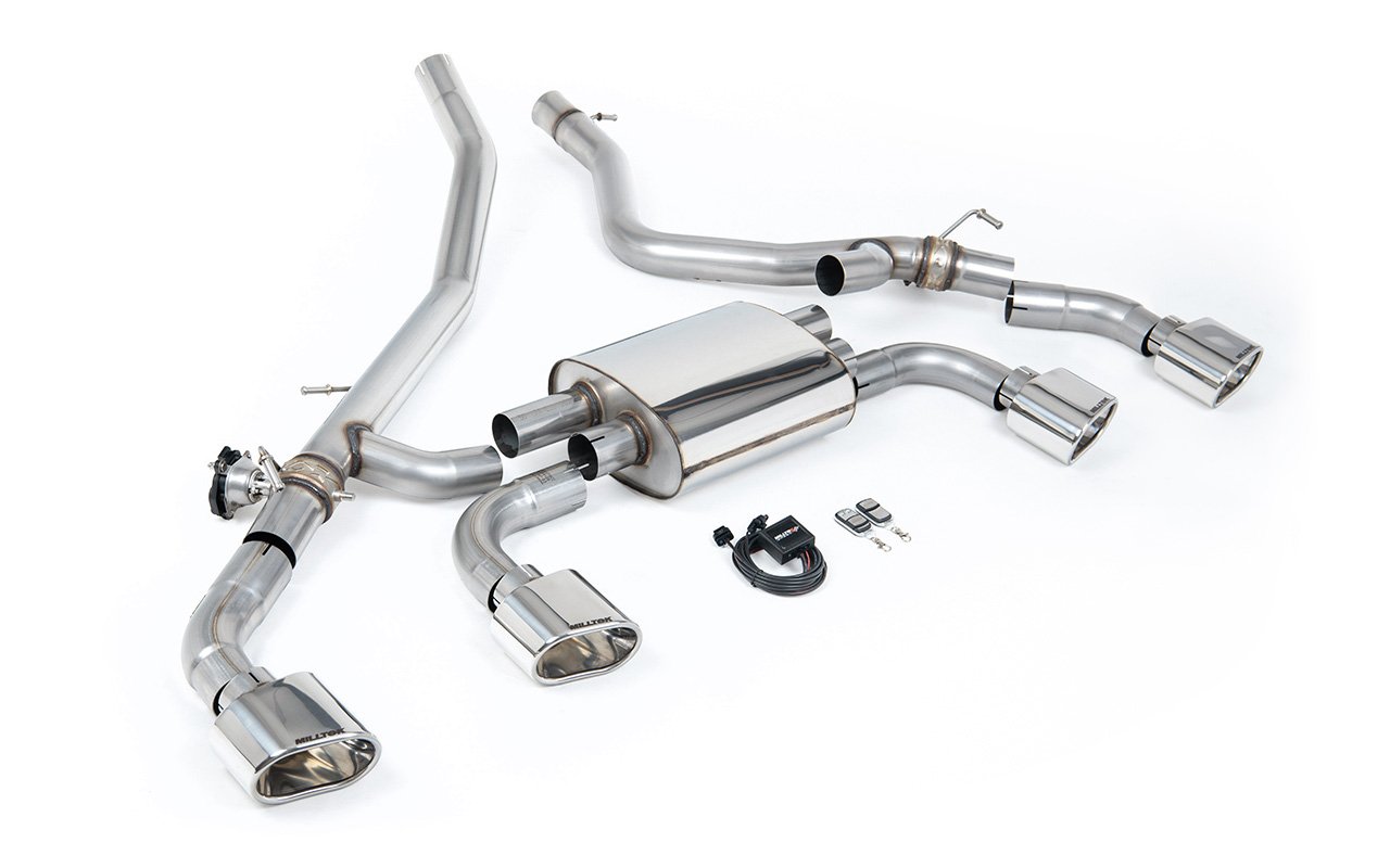 Range Rover Sport P440/460/510/550e L461(híbrido) – escape axle-back (con válvulas) con salidas ovaladas pulidas