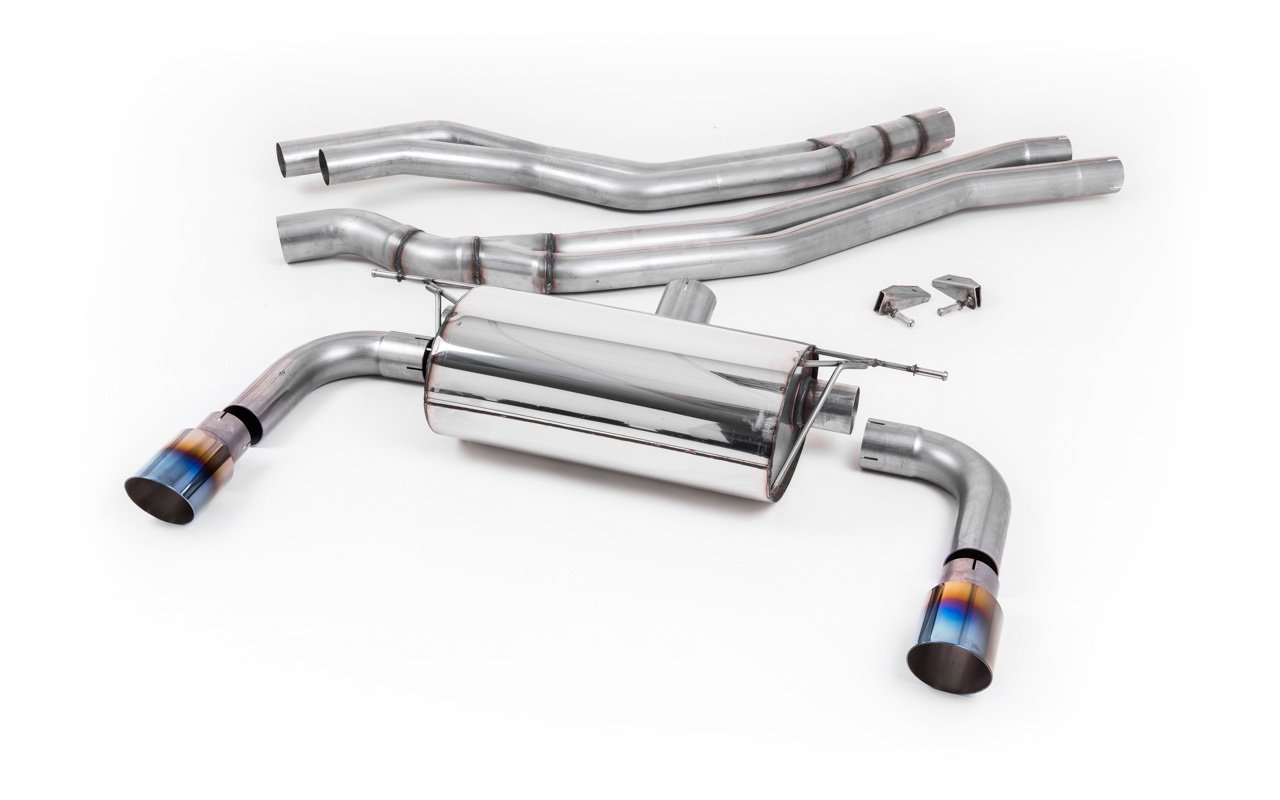 BMW Serie 2 – Escape cat-back resonado (sonido más discreto) con salidas GT-90 de titanio azulado