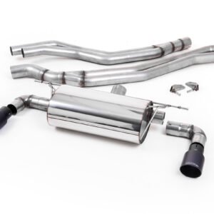 BMW F20/21 M140i (sin OPF) – Escape cat-back resonado (sonido más discreto) con salidas GT-90 negras Cerakote