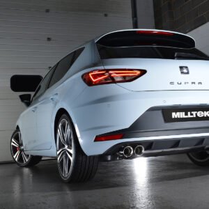 Seat Leon Cupra 280/290 (modelos sin GPF) – Escape cat-back resonado (sonido más discreto) con delantero supresor de silencioso y salidas cuádruples pulidas redondas