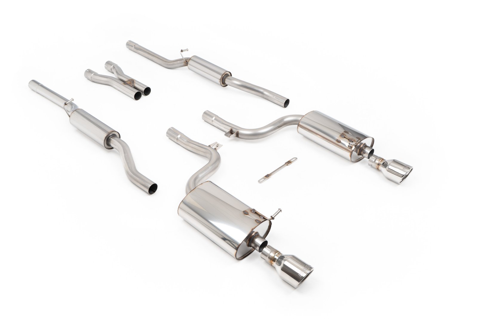 Audi A4 V6/S4 V8 B6 – Resonated (Quieter) Cat-Back Exhaust System with Polished Trim Assembly