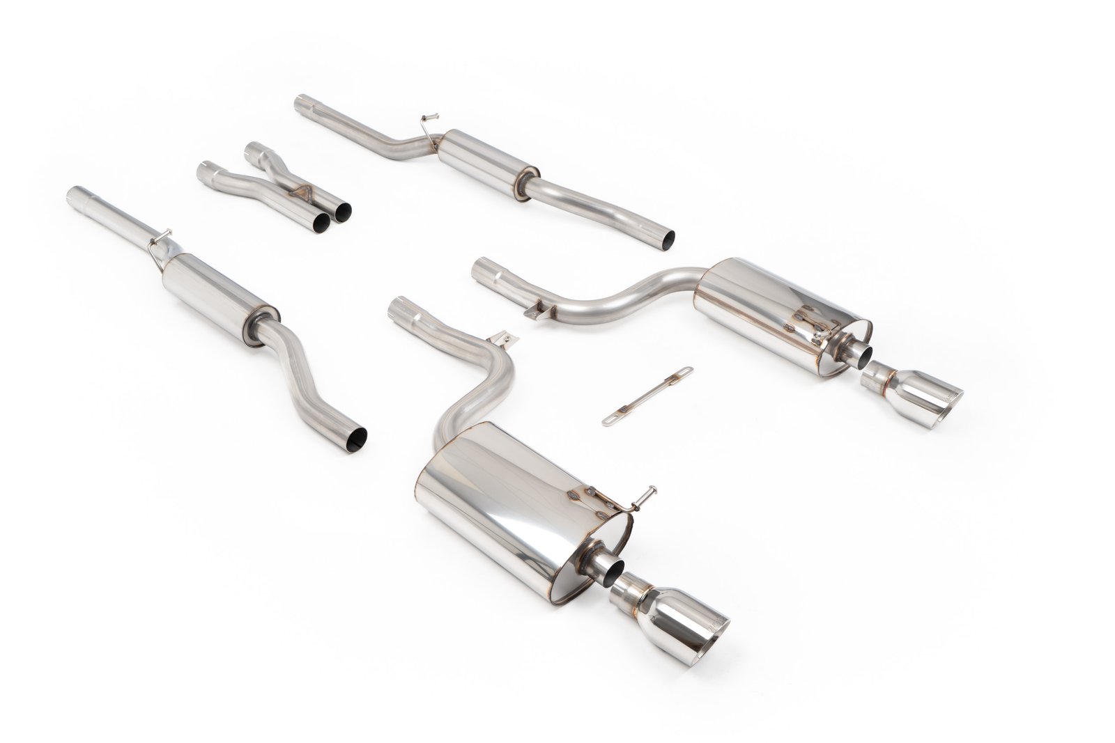 Audi A4 V6/S4 V8 B6 – Resonated (Quieter) Cat-Back Exhaust System with Polished Trim Assembly