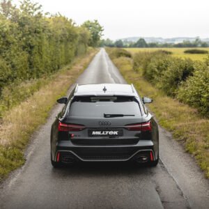 Audi RS6/RS7 C8 – escape cat-back resonado (sonido más discreto) (dobles 80 mm) con salidas ovaladas negras Cerakote