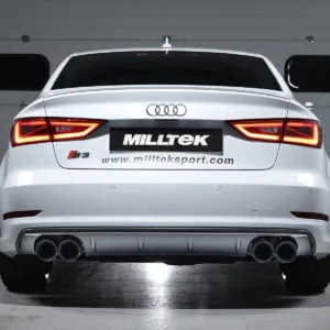 Audi S3 8V.2 – escape desde OPF/GPF resonado (sonido más discreto) con salidas cuádruples redondas negras Cerakote