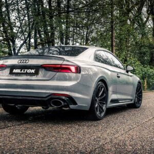 Audi RS5 B9 modelos con GPF – Road+ escape cat-back con salidas ovaladas negras Cerakote