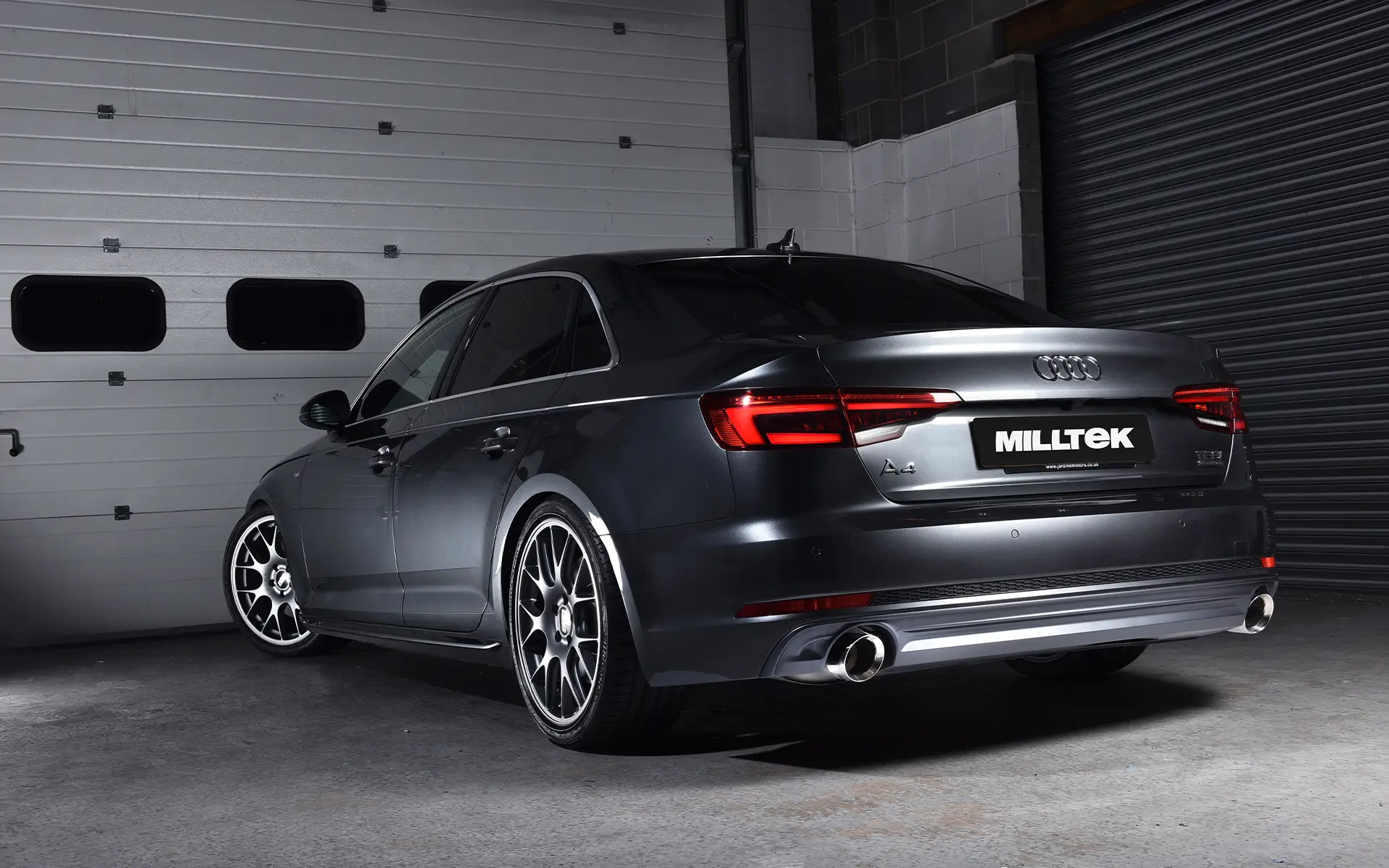Audi A4 2.0 B9 Quattro – Road+ parcialmente escape cat-back resonado con salidas dobles GT-100 pulidas