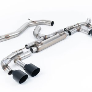 Audi S3 8Y Sportback modelos con GPF – ‘Race’ 80mm no resonado (sonido máximo) sistema de escape cat-back con colas negras Cerakote