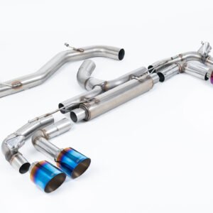 Audi S3 8Y Sportback modelos con GPF – ‘Race’ 80mm no resonado (sonido máximo) sistema de escape cat-back con colas de titanio azul/quemado
