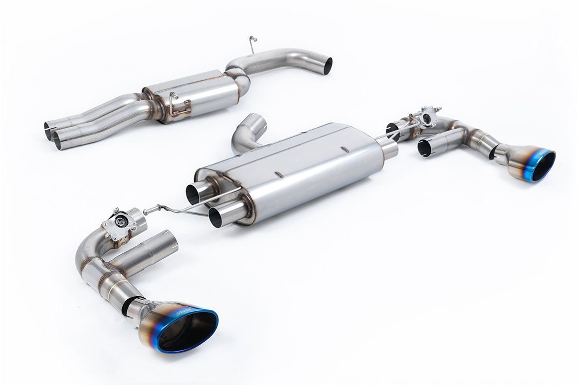 Audi TTRS MK3 Quattro – 80 mm escape cat-back resonado (sonido más discreto) con salidas de titanio azulado