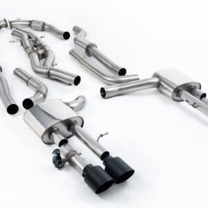 Audi S8 D5 V8 (batalla larga) – resonado (más discreto) cat-back con colas negras Cerakote