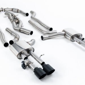 Audi S8 D5 V8 (batalla larga) – no resonado (más sonido) cat-back con colas negras Cerakote