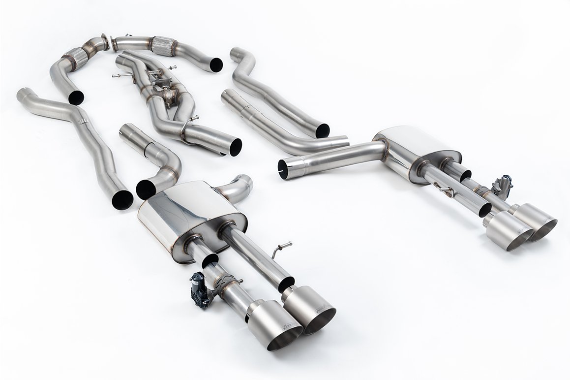 Audi S8 D5 V8 (batalla larga) – no resonado (más sonido) cat-back con colas de titanio cepillado