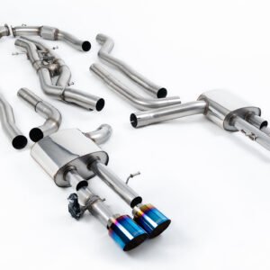 Audi S8 D5 V8 (batalla larga) – no resonado (más sonido) cat-back con colas de titanio azul/quemado