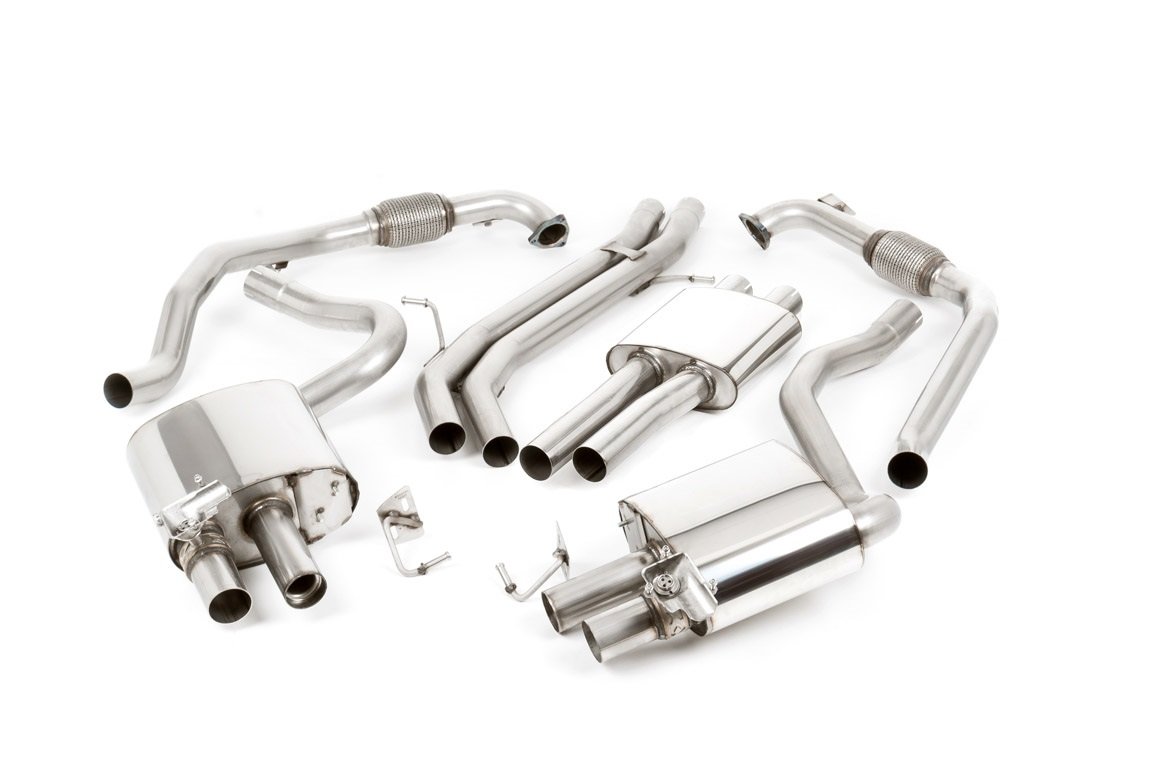 Audi S4 B9 modelos sin difusor Sport – resonado cat-back con colas cuádruples pulidas