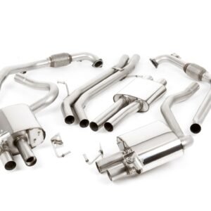Audi S4 B9 modelos sin difusor Sport – resonado cat-back con colas cuádruples de titanio quemado