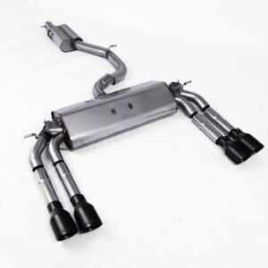 Audi S3 8V/V.2 – Resonated (Quieter) Cat-Back Exhaust System with Quad Round Cerakote Black Tips
