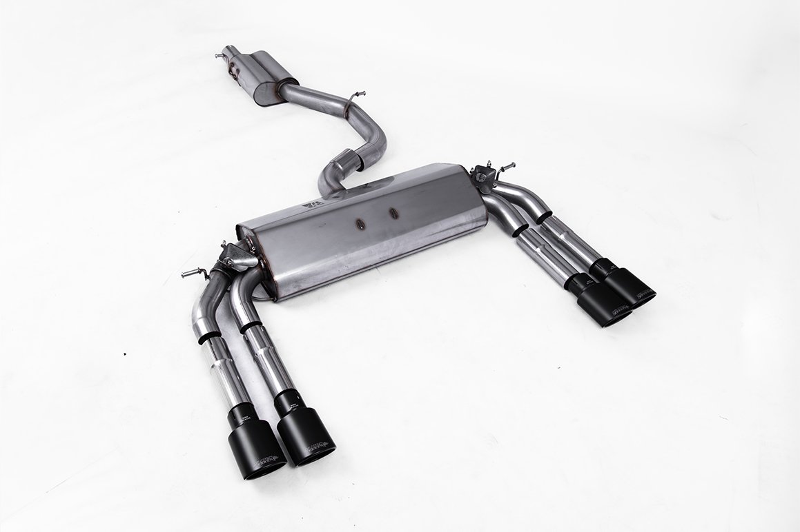 Audi S3 8V/V.2 – Resonated (Quieter) Cat-Back Exhaust System with Quad Oval Cerakote Black Trims