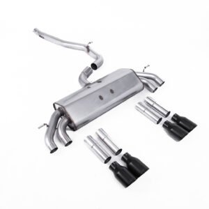 Audi S3 8V/V.2 – Non-Valved & Non-Resonated (Louder) Cat-Back Race Exhaust System with Quad Round Cerakote Black Trims