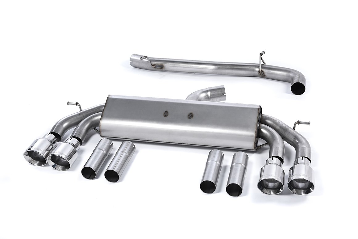 Audi S3 8V/V.2 – Non-Valved & Non-Resonated (Louder) Cat-Back Race Exhaust System with Quad Round Polished Trims
