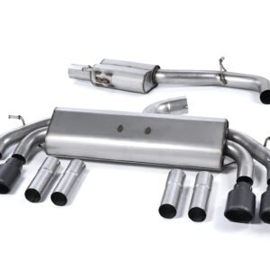 Audi S3 8V/V.2 – Non-Valved & Resonated (Quieter) Cat-Back Race Exhaust System with Quad Oval Cerakote Black Trims