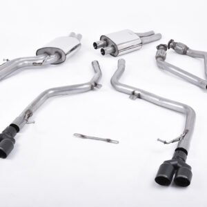 Audi S5 B8 (S tonic) – Race no resonado (más sonido) sistema de escape cat-back con colas cuádruples negras Cerakote