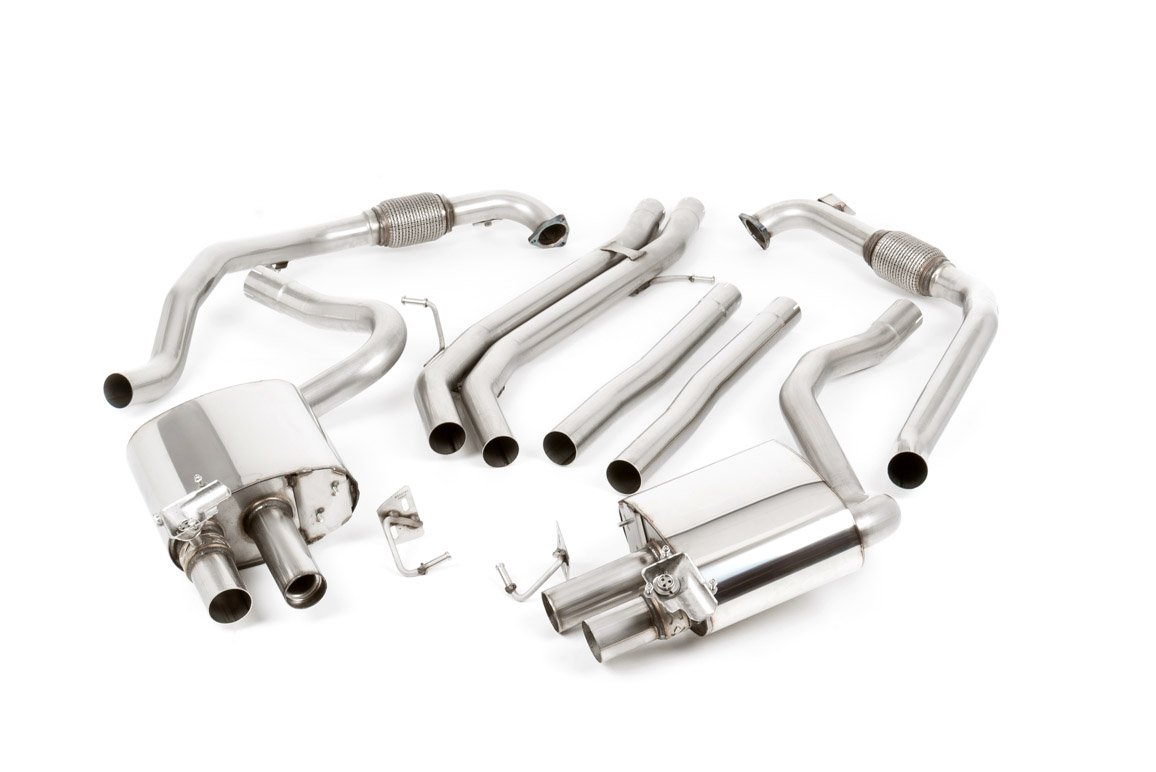 Audi S4/S5 B9 Non Sport Diff models – Non-Resonated (Louder) Cat-Back Exhaust System with Quad GT-100 Cerakote Black Trims