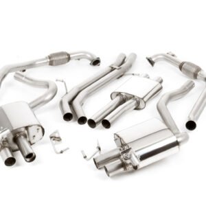 Audi S5 B9 Coupe/Cabriolet Non Sport Diff models – Resonated (Quieter) Cat-Back Exhaust System with Quad GT-100 Black Trims