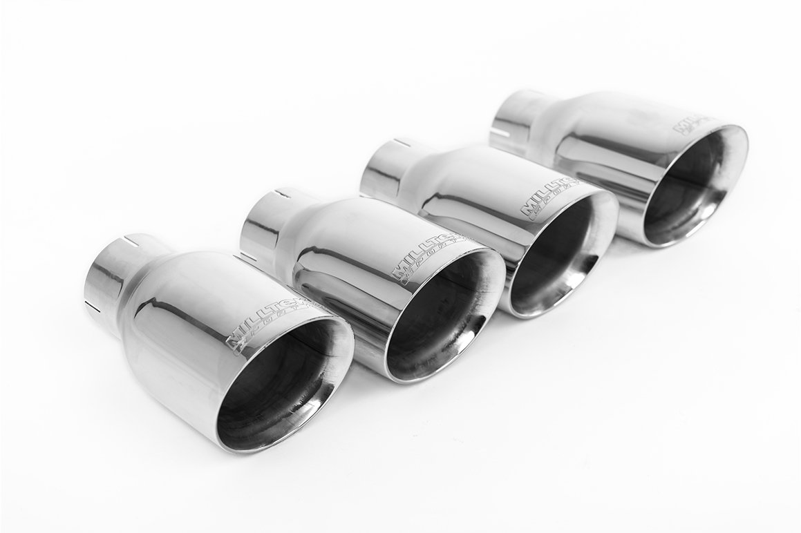 Audi S5 B9 modelos con diferencial deportivo sin barras de refuerzo – Escape cat-back resonado (sonido más discreto) con salidas cuádruples GT-100 pulidas