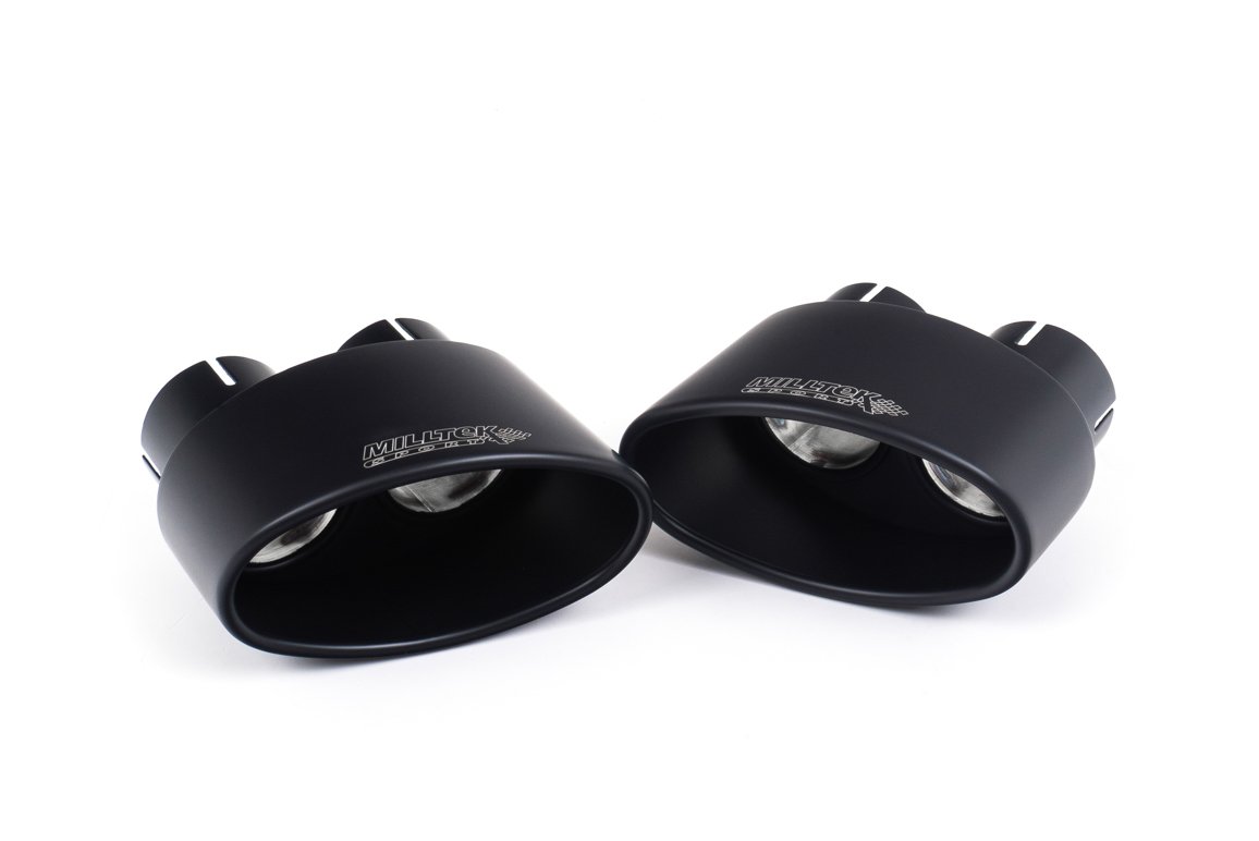 Audi RS5 B9 modelos sin GPF – Escape cat-back resonado (sonido más discreto) con salidas ovaladas negras Cerakote
