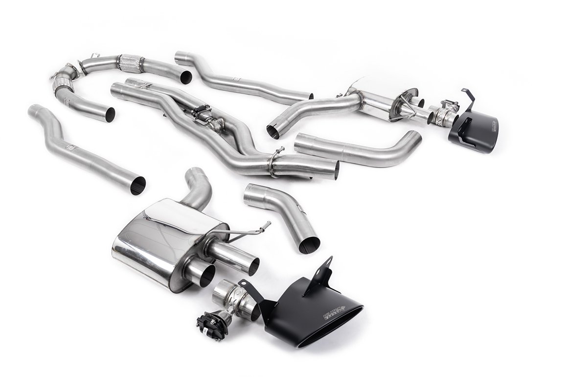 Audi RS6/RS7 C8 – no resonado cat-back Back sistema (doble 80mm) con colas ovaladas negras Cerakote – más sonido – (No Cutting Required)