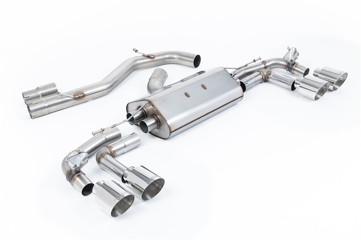 Audi S3 8Y Sportback modelos con GPF – 80mm no resonado (más sonido) sistema de escape cat-back con colas pulidas