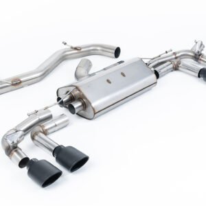 Audi S3 8Y Sportback modelos con GPF – 80mm no resonado (más sonido) sistema de escape cat-back con colas ovaladas negras Cerakote