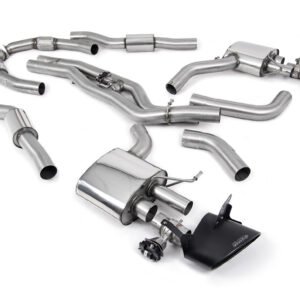 Audi RS6/RS7 C8 – resonado (más discreto) sistema cat-back (doble 80mm) con colas ovaladas negras Cerakote