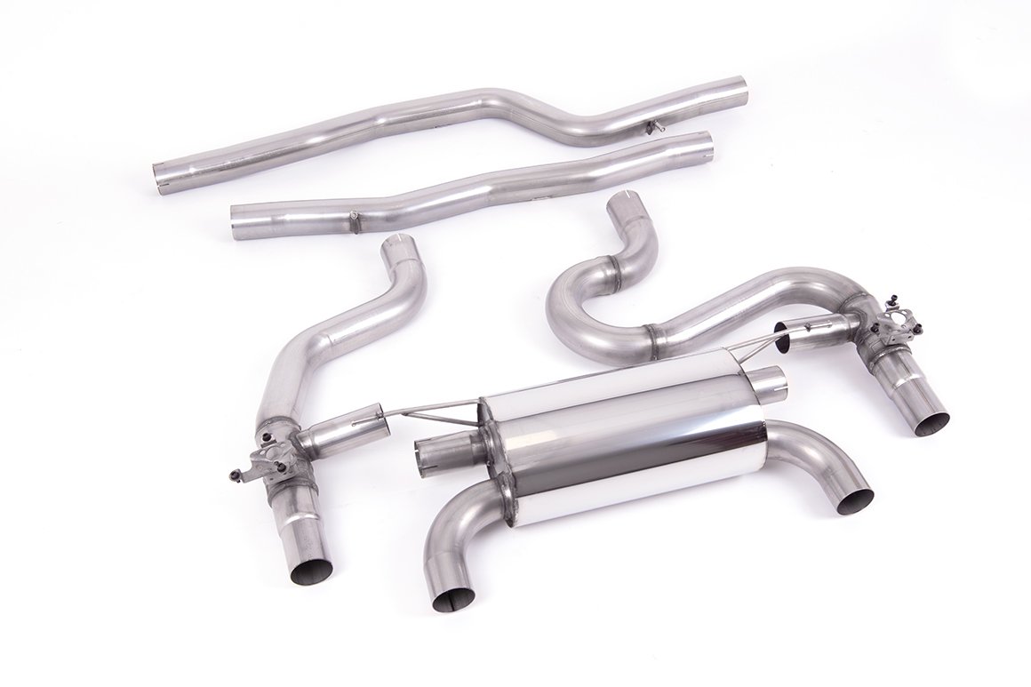BMW F87 M2 Comp – Equal Length sistema de escape desde GPF/OPF con colas cuádruples GT-90 de titanio quemado – sonido máximo