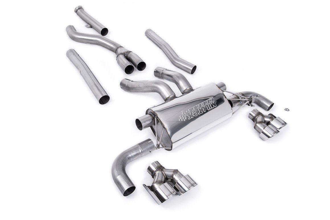 BMW G20/21 M340i y G22 M440i – sistema de escape cat-back con colas cuádruples GT-100 pulidas