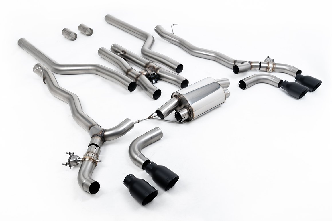 BMW M5 F90 (GPF Equipped) – sistema de escape cat-back con colas GT-100 negras Cerakote