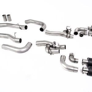 BMW M8 F91/92/93 (GPF Equipped) – sistema desde OPF/GPF con válvulas bypass de silencioso trasero y colas JET-115 de carbono