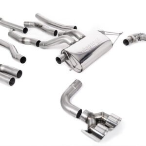 sistema de escape cat-back con colas cuádruples GT-100 pulidas