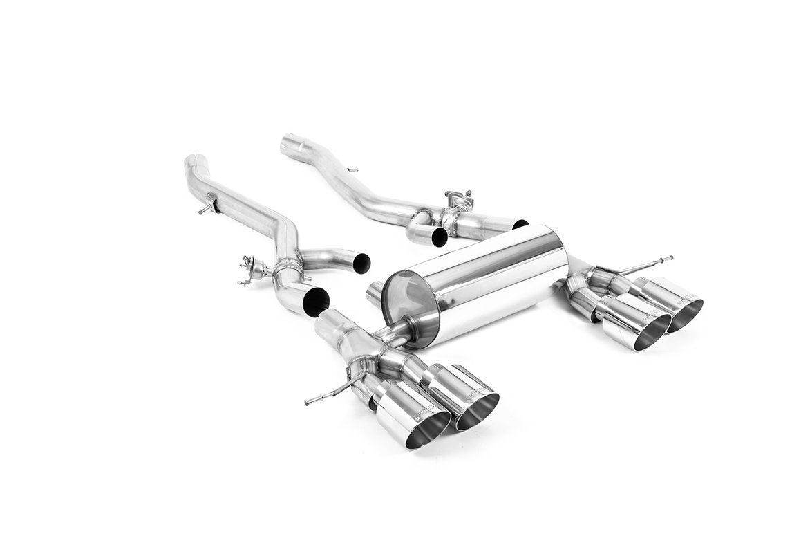 BMW G87 M2 – sistema desde resonador central con colas GT-115 pulidas